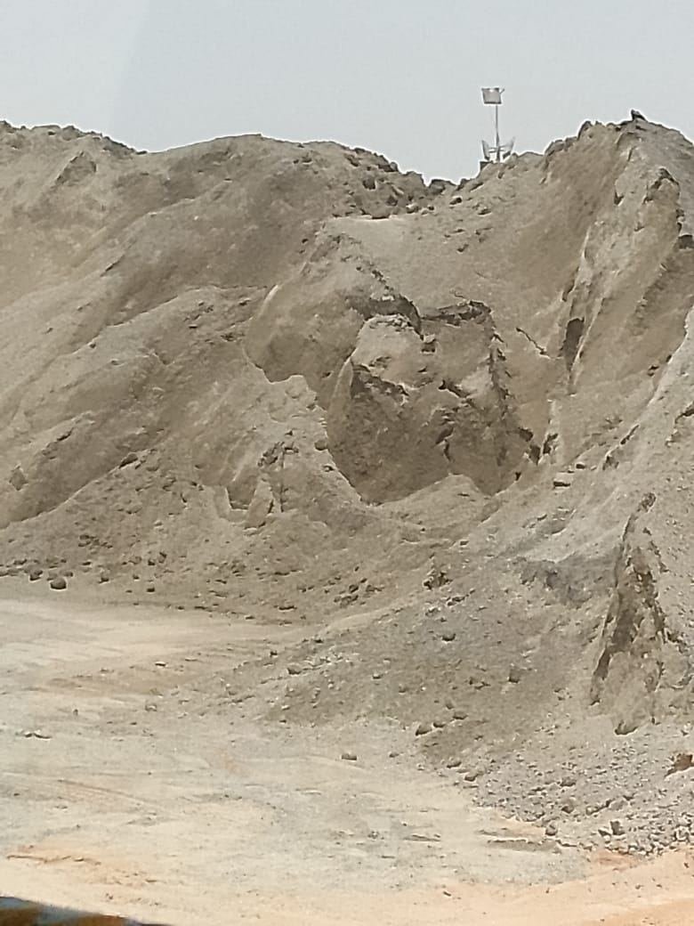 Road base material stockpile